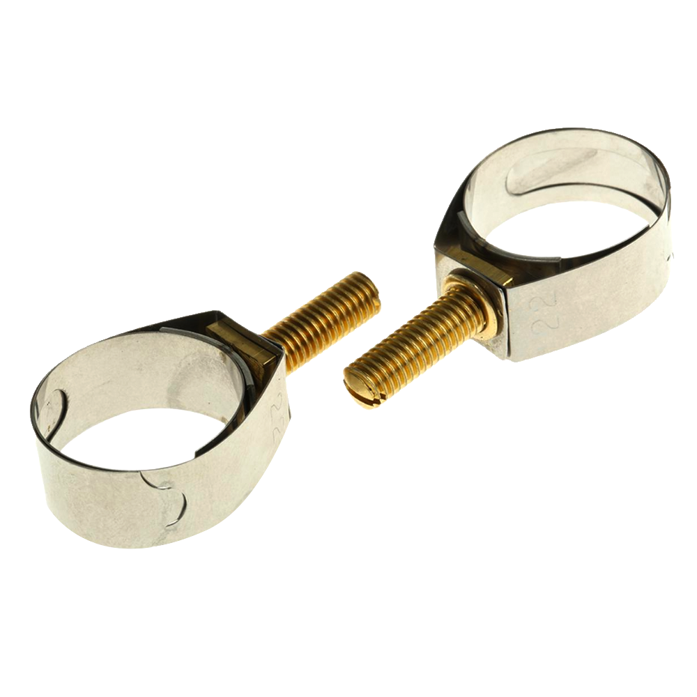 Unex黄铜（螺栓），不锈钢槽螺丝软管夹，11毫米带宽度，17.3mm -22mm内部直径